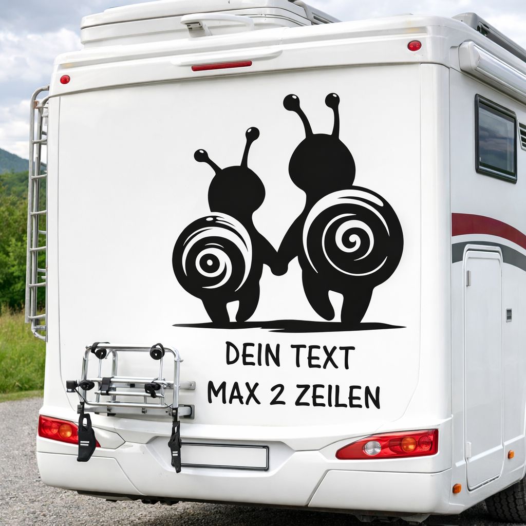 Wohnmobil Aufkleber personalisiert mit Wunschtext | Camper Sticker Vanlife Deko | Wohnwagen Auto Vinyl Sticker Schnecken Design