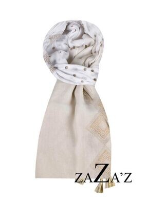 ZAZA'Z sjaal met print wit/beige