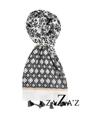 ZAZA'Z sjaal met print zwart/wit