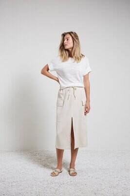 YAYA Midi skirt with pockets zand