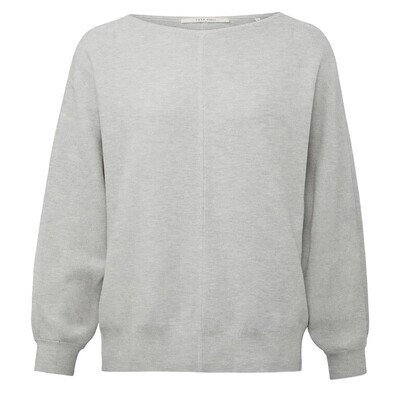 YAYA Batwing boatneck sweater mid grey melange