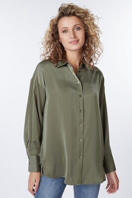 ESQUALO blouse oversized sateen leaf green