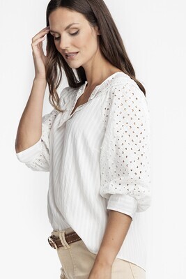 TRAMONTANA top broderie mix white