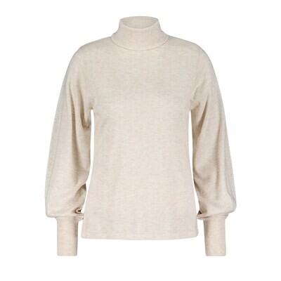 RED BUTTON sweet roll neck puff sleeve stone