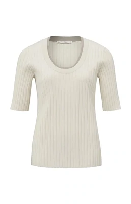 YAYA Fitted half sleeve sweater Off white