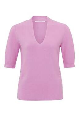 YAYA V-neck short sleeve sweater pink