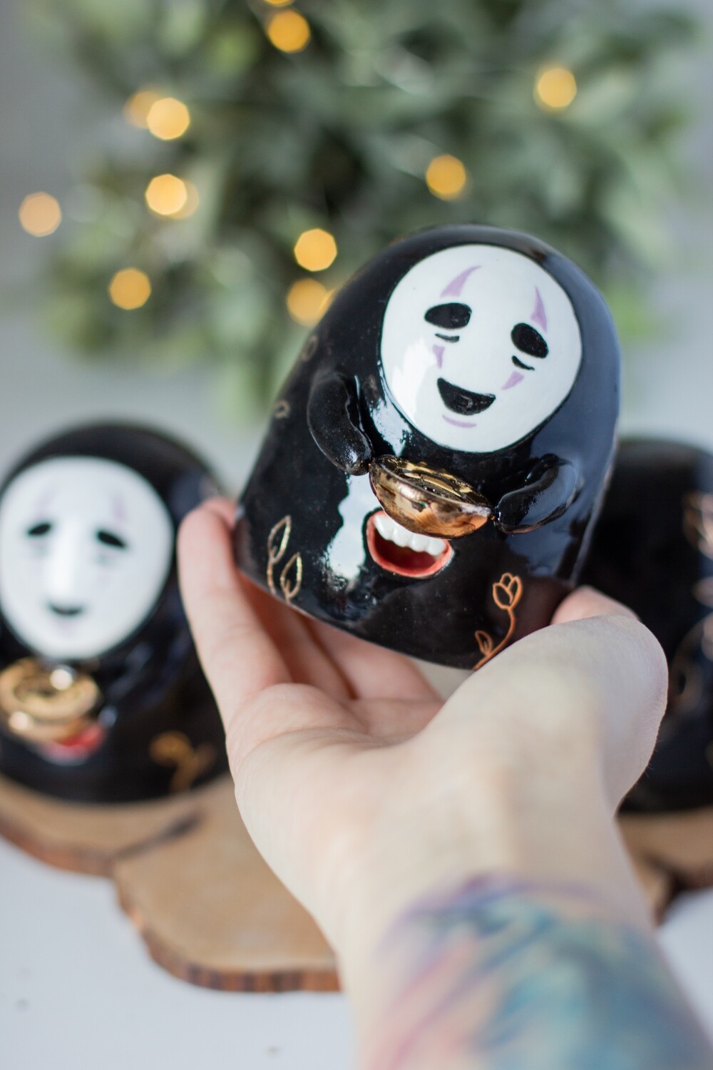 Faceless spirit Incense holder, No-face Spirited Away ceramic figurine