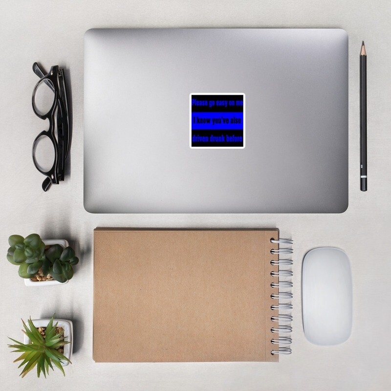 Drunk Driving Thin Blue Line Sticker: Square