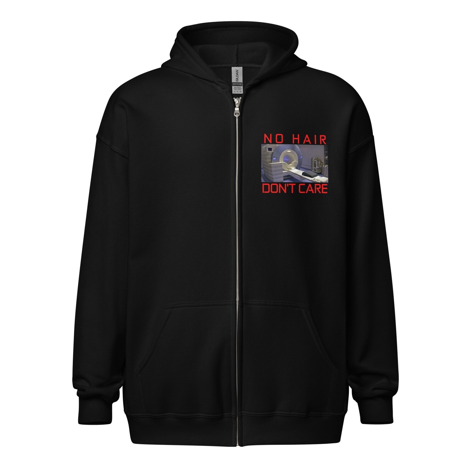 No Hair Don&#39;t Care Cancer Awareness Zip-up Hoodie