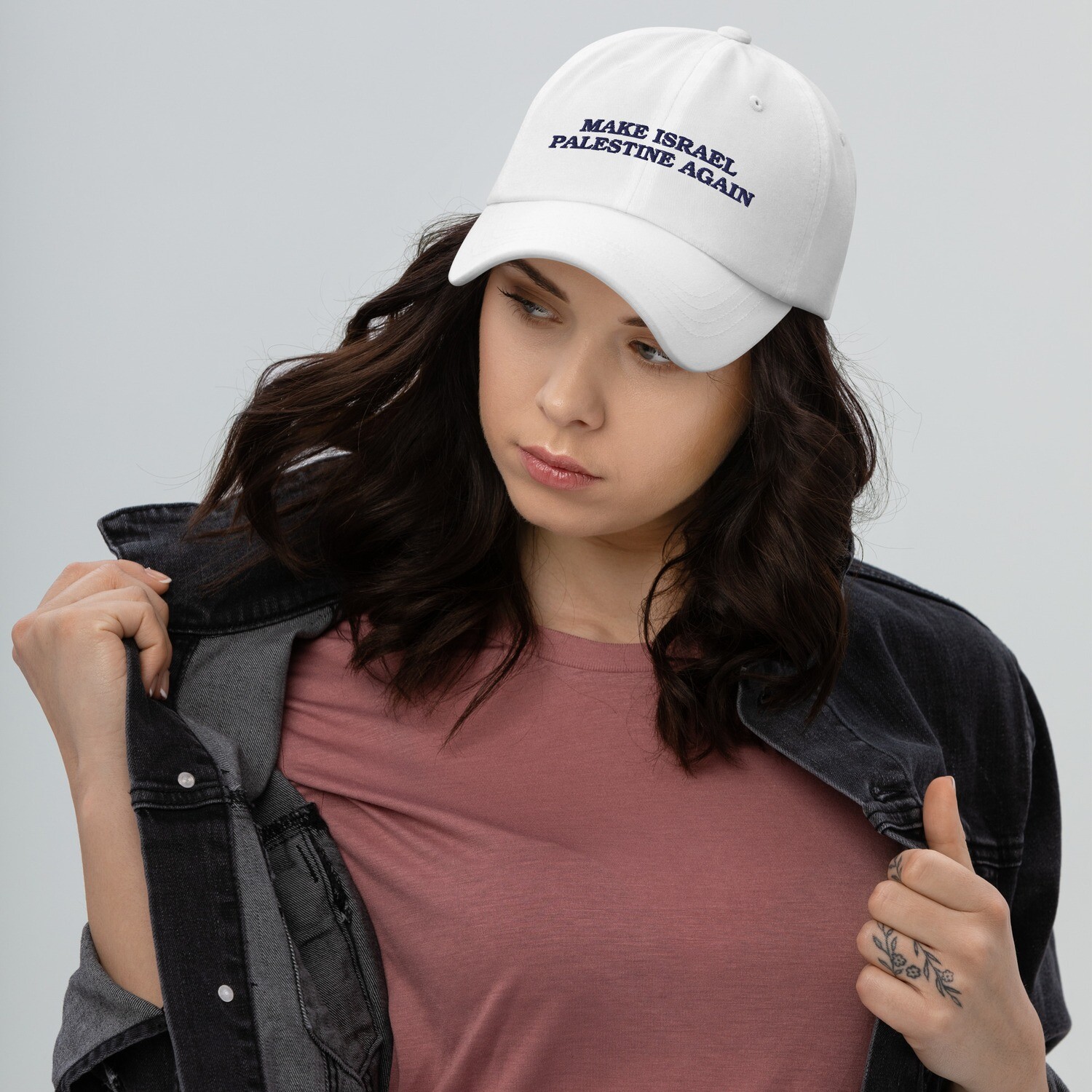 Make Israel Palestine Again Dad Hat (Navy Text)