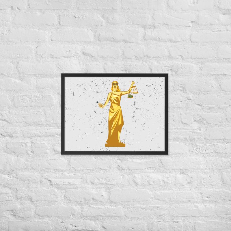 Drunk Lady Justice: Justice is Served (with a Shot) |Framed poster