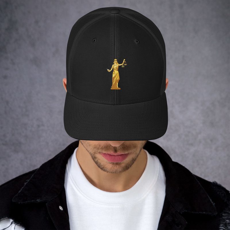 Drunk Lady Justice Trucker Hat