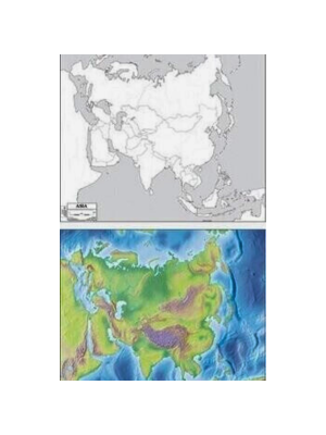 Asia Map 23x26 Laminated (double-sided outline)