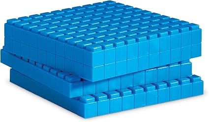 Base Ten Blocks Interlocking: 100's Flats (10 count) (Blue Plastic)
