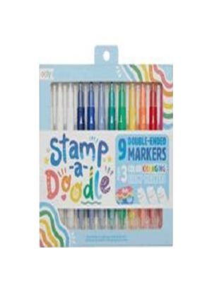 Stamp-A-Doodle Double-Ended Markers (Set of 12 W/ 9 Colors)