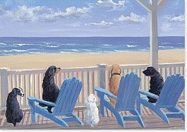 Dogs on Deck Chairs Note Cards
