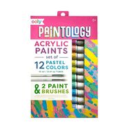 Paintology Acrylic Paints + 2 Brushes - Pastel Colors (14 PC Set)