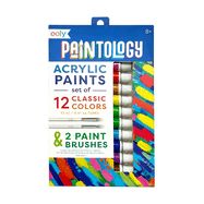 Paintology Acrylic Paints + 2 Brushes - Classic Colors (14 PC Set)