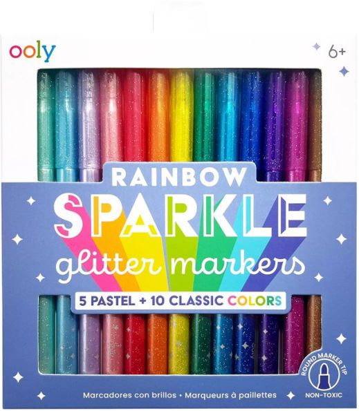 Rainbow Sparkle Glitter Markers - Set of 15