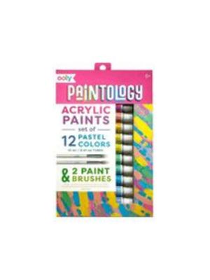 Paintology Acrylic Paints + 2 Brushes - Pastel Colors (14 PC Set)