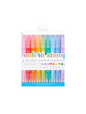 Confetti Stamp Double-Ended Markers - Set of 9