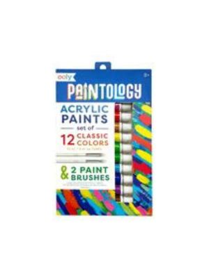 Paintology Acrylic Paints + 2 Brushes - Classic Colors (14 PC Set)