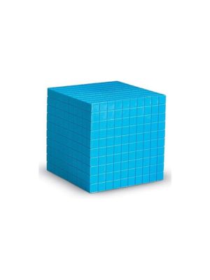 Base Ten Blocks Interlocking: 1000's Cube (1 count) (Blue Plastic)