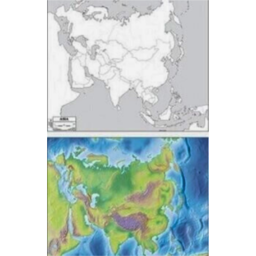 Asia Map 23x26 Laminated (double-sided outline)