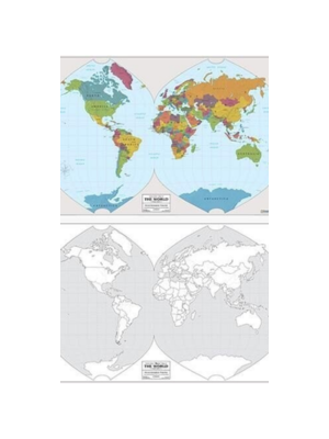 World Map: Color Labeled / Outline Wall Map 23x34 (Paper)