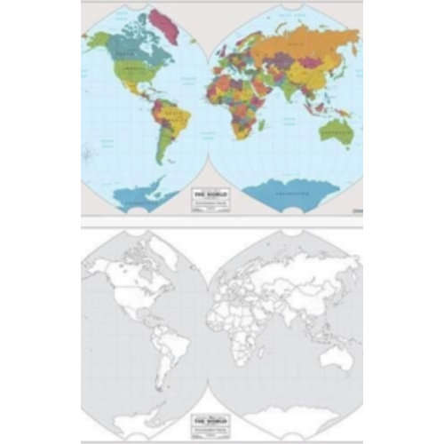 World Map: Color Labeled / Outline Wall Map 23x34 (Paper) World Map: Color Labeled / Outline Wall Map 23x34 (Paper)