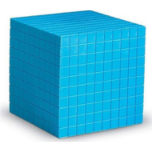Base Ten Blocks Interlocking: 1000's Cube (1 count) (Blue Plastic)