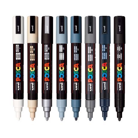 Medium Bullet Tip Paint Marker 8/Pkg - Mono Tones