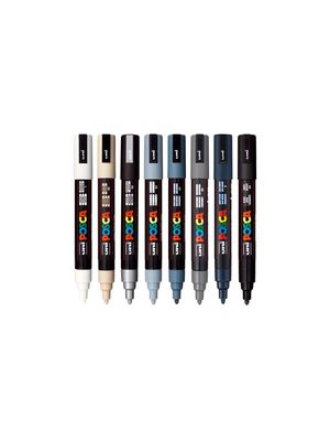 Medium Bullet Tip Paint Marker 8/Pkg - Mono Tones