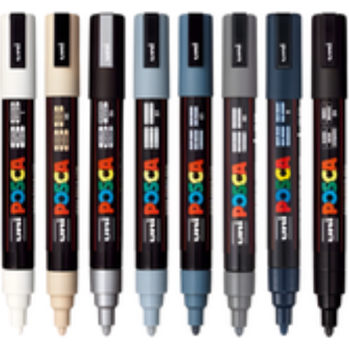 Medium Bullet Tip Paint Marker 8/Pkg - Mono Tones