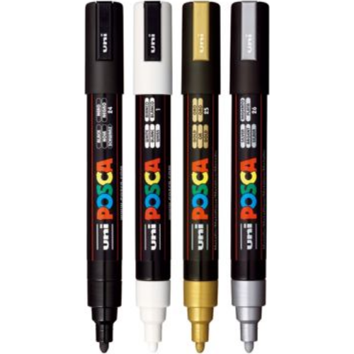 Medium Bullet Tip Paint Marker 4/Pkg - White/Black/Gold/Silver Medium Bullet Tip Paint Marker 4/Pkg - White/Black/Gold/Silver