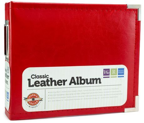 Classic Leather 2-Ring Binder 6"X6" - Red