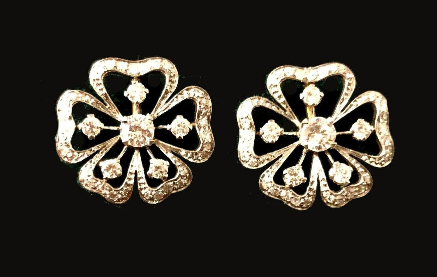 Estate Clover/Flower Earrings 18k