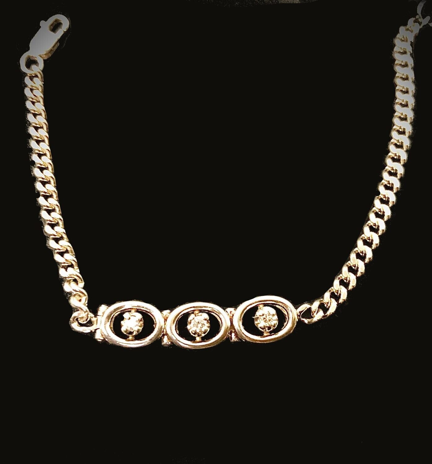 Babies to Ladies Children's Diamond and 14k White Gold Beginner's link Bracelet