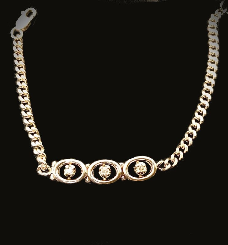 Babies to Ladies Children's Diamond and 14k White Gold Beginner's link Bracelet