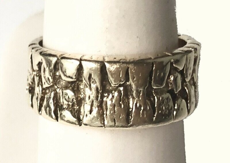 Tree bark Ring/ Gold Nugget Ring Mens