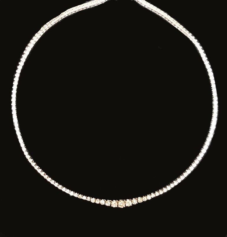 Diamond Tennis Necklace 14k White Gold