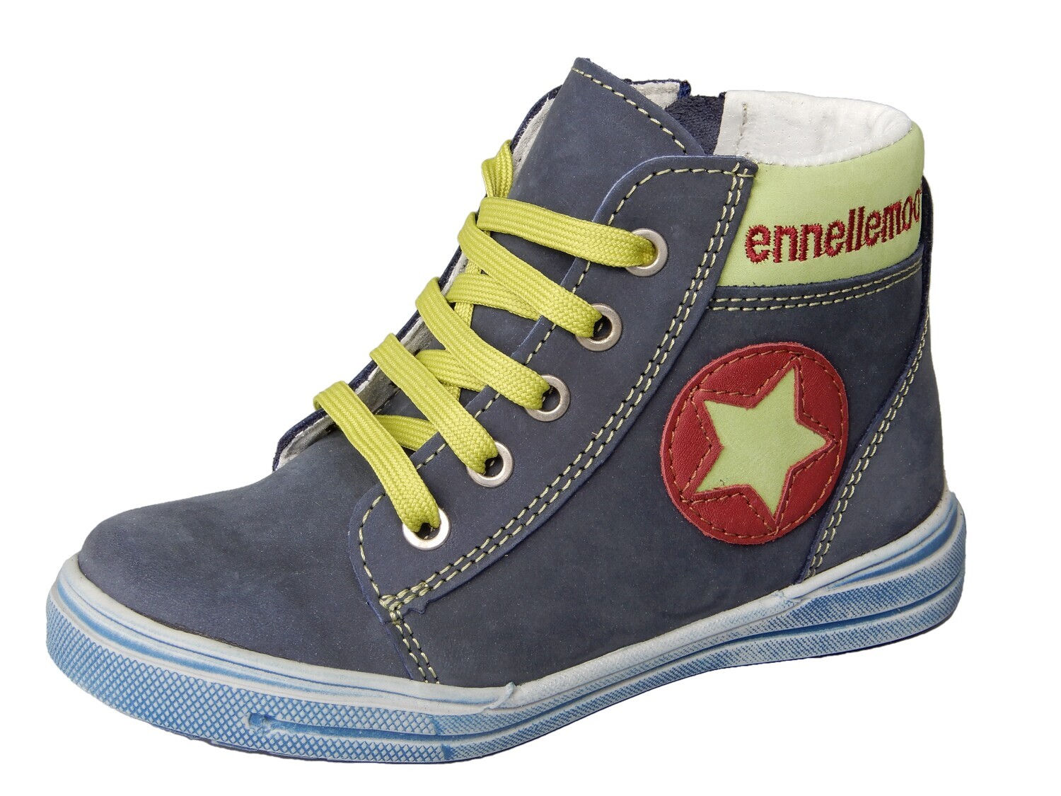 Kinderschuhe-ennellemoo®-Kinder-Jungen-Sneaker-echt Leder-Knöchelhoch-Wechselfußbett- Barefoot Feeling.