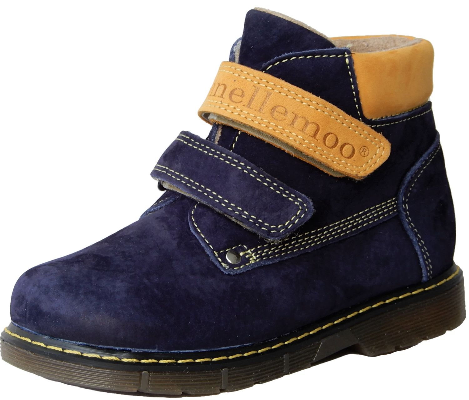 Kinderschuhe-Jungen- echt Leder-Schuhe-Sneaker-Boots-Klettverschluss.