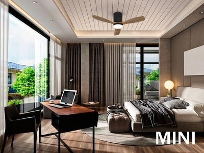 SIROCO MINI black/walnut ceiling fan Ø107cm light integrated and remote control included
