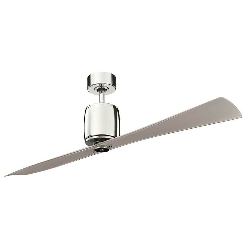 FERRON Ø152cm Polished Nickel/Clear Champagne ceiling fan with remote control