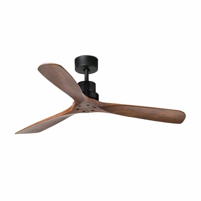 LANTAU L Ø132cm Matt Black/Dark Walnut Solid Wood ceiling fan with remote control