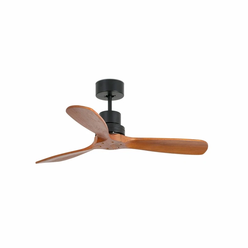 LANTAU S Ø107cm Black/Dark Walnut Solid Wood ceiling fan with remote control