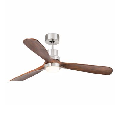 LANTAU L Ø132cm Satin Nickel/Dark Walnut Solid Wood ceiling fan with light integrated and remote control