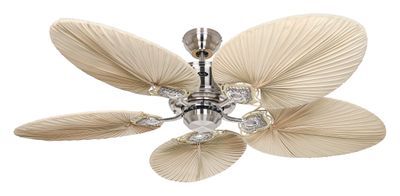 Caribbean Dream Eco II Ø137cm Brushed Chrome/Palm leaf natural ceiling fan with remote control