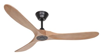 ECO GENUINO Ø152cm Matt Black/Medium Oak Solid Wood ceiling fan with remote control